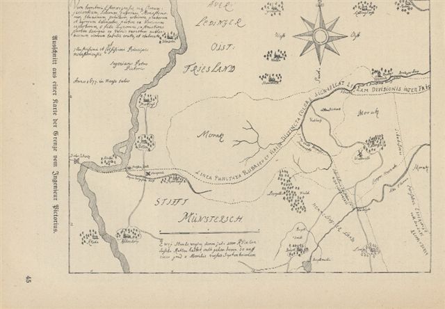 Ausschnitt aus einer Karte der Grenze vom Ingenieur Pictorius.
